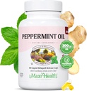 Maxi Health Peppermint Oil Capsules – 有机姜油和Fennel 延迟释放 Capsule – 消化支持的无营养饮食 Kosher Peppermint 补充品(60 Capsules)