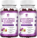 Liver Cleanse Detox & Reference Gummys - 1 Liver Support Supports 中超强力 14 W/Milk Thetle Silymarin, Dandelion, Artichoke 提取 & 长老莓 - 无糖,liver Health Support - 120 Ct
