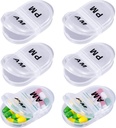 6 Pack Pill组织者 Pocket Small Case Holder Am Pm Pill Case 便携式两辆模拟车 2 Times for Vitamin Medication Supplement (Clear) 一天一次