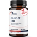 健康CoQnol 100mg - CoQ10 Ubiquinol 具有高级生物利用率+独家吸收技术 - 双合酶Q10 与 GG - 心,健康老龄化+细胞支持(60 Softgels)