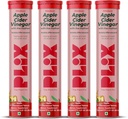 PLIX Apple Cider Vinegar Effervescent Tables with The Mother, 700mg ACV with VIT B12, B6, Pack of 4 QQ Vegan, 无添加糖, 非GMO 和 Gluten 无糖