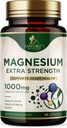 镁矿物补充1000 mg - 骨骼、心脏健康、神经和肌肉支持的高钾镁酸盐,全体支持天然镁复合物,美国瓶装60 Capsules