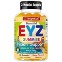 儿童与青少年的亮孩子眼保健包 – Lutein & Zeaxanthin Vision Support – Vegan, 屏幕时间的非GMO眼维生素 – 美味的芒果火焰 – 60 Gummys