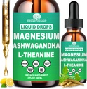 2 Pack Cortisol 补充 W. Magnesium L Theanine Ksm-66 Ashwagandha 维生素 K2 B6 D 3 补充 液态镁用于Cortisol 减毒管理器, 冷静放松和平衡荷尔蒙