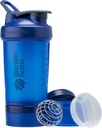 BlenderBottle Shaker 瓶装药丸组织器和蛋白粉存储器,经典V2 ProStak系统,22-Ounce,蓝色