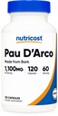 Nutricost PAU D'Arco Inner Bark 1100mg, 120 蔬菜卡普尔(60 Serv) - 非 GMO & Gluten Free