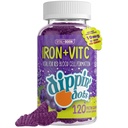 铁与维生素C & B12 Gummys (120 count) 对红血球形成至关重要 QQ Gum Drop Grape Real Pectin 果汁补充 QQ Vegan, Non-GMO, Gluten Free & Gelatin Free