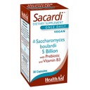 Sacardi Saccharomyces Boulardii – 每日一次与维生素B3 & FOS + 5亿 CPU + 30 Vegan 片 → 无乳品和酸性抗药性