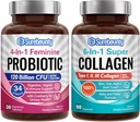 Probiotic + Collagen Bundle, 4-in-1 女性Probiotic (30ct) & 6-in-1 超级Collagen (90ct), 2 packs, Cranberry, 消化与健康老化支持, 非GMO