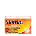 Motrin IB Migraine Relief Liquid Gel Capsules,每卡普尔含200毫克Ibuprofen,快效米格雷因头痛药,配有NSAID Pain Reliver Ibuprofen,无咖啡因,80厘米