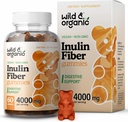 Wild & Organic Inulin Fiber Gummies 4000mg - Digestive Support w/Chicory Root - Soluble Fiber Supplement w/Inulin Powder - Prebiotics for Gut Support - 60 Prebiotic Gummies