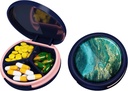 Serfeymi小药盒 - 3 Portable Pill Box for Purse Pocket, Contract mini Travel Pill case - 适合医药,维生素,鱼油,补充剂 - 暗蓝色(Emerald Tide)