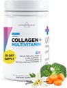Livingood Daily Collagen Power for Women and Men, Vanilla, Grass Fed 蛋白质,水解Collagen Peptides 配有维生素C和多种维生素用于发型,皮肤,Nail & Gut Health, Gluten Free, 30 services