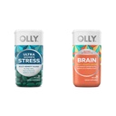 OLLY 超强压力 再见软胶,GABA, Ashwagandha, L-Theanine 和 Lemon Balm 和超强脑软胶, Nootropic, 支持健康脑功能,记忆