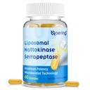 Liposomal Nattokinase 12,000 FU Serrapeptase 360,000 SPU Enzyme Supplement - 富含协同酶和营养素Blend & Inulin用于循环, Gut, Digestion 60 Capsules (1瓶)