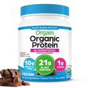 Orgain 有机维冈蛋白+50超级食品 粉末 奶油巧克力糖 - 21g 植物基蛋白 10g Prebiotic Fiber, 无乳糖成份 格鲁滕无糖,无添加糖,非GMO, 1.12 lb