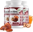GreeNatr 完整蘑菇补充剂 - 10 in 1 Complex with Lions Mane, Cordyceps, Shiitake, Chaga, Turkey Tail for Immune Support, Memory, Focus and Natural Energy Booster - 180 Capsules (3瓶)