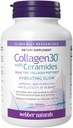 Webber Naturals Collagen30 配有 Ceramides, Bioactive Collagen Peptides, 120 片, 水合胶, 帮助改善皮肤水分, 弹性和光滑, 非转基因、 奶制品和无胶质