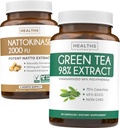 Nattokinase & Green Tea (1-Month Supplement) 能源靴子包 - Nattokinase 2000 FU 强力天然发酵大豆 (60 Caps) & Green Tea 提取 98% 与 EGCG (Non-GMO) 天然代谢靴子