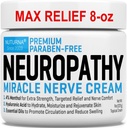Neuropathy Nerve Relief Cream - Premium Nerve Cream 3X 定向救济和舒缓神经安慰行动 - 最大强度为4% Menthol, MSM 用于脚手脚脚脚趾和背部 - 超级大8 Oz