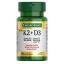 大自然的丰厚维生素D3 K2 补充剂,4000 IU 维生素D3 + 100 mcg 成人心和骨健康支助维生素K补充剂,30天供应,30个蔬菜盖