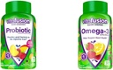 维他命 Probiotic Gummy 补充品,Raspberry,Peach 和Mango Flavors & Omega-3 Gummy Vitamins,Berry Lemonade Flamwared, 心脏健康维他命(1) 与Omega一起
