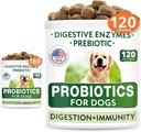 狗养生药 Chews Bundle - 气体,痢疾,过敏,便秘, Upset Stomach Relief,配有消化酶 + Prebiotics - 化学纤维补充剂 - 改进消化,豁免 - 300 软乳