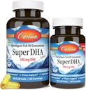 Carlson - Super DHA Gems, 500 mg DHA Supplements, 640 mg Fatty Acids, Wild-Caught Norwegian Arctic Fish Oil Concentrate, Sustainably Sourced Nordic Fish Oil Capsules, 60+20 Softgels
