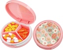 Serfeymi小药盒 - 3 Portable Pill Box for Purse Pocket, Contracted mini Travel Pill case - 适合医药,维生素,鱼油,补充品 - Pink(Daisy)