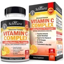 BioSchwartz 维生素C 复合体补充剂-维生素C 1000mg Capsules 配有玫瑰 HIPS 锌和Citrus Bioflavonoids 用于免疫健康,细胞能,Collagen 生产,120 Counter(60天供应)