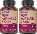 DEVA Vegan 维生素 头发、钉子和皮肤补充剂,每片500毫克生物素 90块(包装2)