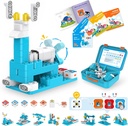 WhalesBot A3 12 in-1 STEM Blocks Coding Robot Kit for Kids, 61-Piece教育楼集 交互式故事解说,理想玩具赠送给男孩和女孩年龄 3-6