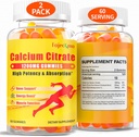 1,200mg Calcium Citrate Gummys for Adult: Sugar Free Vegan 维生素补充剂,配以 D3 K2 - 骨齿质的男性高吸附补充剂(60 counter (pack of 2))