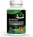 Halalways 多维素认证 Halal 多维素,配有维生素A,维生素C,维生素D,维生素E和用于免疫健康支持的锌,B12,钙及更多