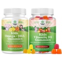 Omega DHA Gummys for Kids - Fatty Acids Omega 3 6 9 - Batmin C for Brain, 免疫和视觉,以及Vitamin D Gummys for Kids - 1000 IU per service - 免疫支持肌肉牙齿和骨质健康