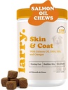 Salmon Oil for Dogs Skin and Coat 作者: Larry QQ Dog Supplors for Itchy Skin & Alergy Relief Omega 3, 4, DHA, & EPA for Skin, Coat, Bone, & Joint Health & All Breedds & Sixs, (120 Soft Chews) 猪皮和大鼠皮的沙门 Omega 3, 4, DHA, & EPA for Skin, Coat, Bone, & Joint Healthalth & Six for All Breddds, (120 Soft Chews)