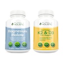 纯综合镁浆400mg + 维生素D3 125mcg K2 MK7 90mcg - 270 片和150 Capsules - 蔬菜桶 - 美国制造