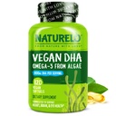 NATURELO Vegan DHA, Vegan Omega 3 Supplement, 120 Softgels, Supports Brain/Heart/Eye Health, Complements Prenatal Vitamins, Essential Fatty Acids, Omega 3 Supplement for Women & Men