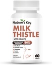 Nature's Key Milk Thetle 500mg Liver Supplement, 30:1 额外力量 80% Silymarin → 5– in-1 liver Cleanse Detox & 维修公式 与 Artichoke, Glutathione, Inositol & Turmeric-60 平板电脑