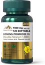 晚上的Primrose Oil(1500mg) QQ 激素平衡和皮肤健康高GLA(1瓶120软胶-2mo供应) QQ 非GMO,Gluten-Free