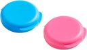 EZY DOSE Daily Round, Contract, Small, Discdrete, 可移植的口袋药房, 药盒, 组织者和维生素容器, Snap Shut Lids, 旅行友好, Blue & Pink, 2 Pack, BPA Free