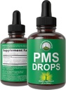 PMS Relief 9-in-1 Liquid Drops Supplement. 9 Herbal Ingredients to Support Period Cramps Pain for Women. Vegan, Zero Sugar Vitamins with Organic Chaste Tree Berries, Cramp Bark, Yam Root, Nettle Leaf