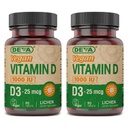 DEVA Vegan Vitamin D3 补充 - 配有1000 IU的一次日间食片 - Cholecalciferol - Lichen Plant Defived - 90 小片,2-Pack