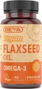 Deva Vegan Omega-3 Flaxseed Oil Supplement - 1000 MG perference - 冷铺和未加工 - 鱼油替代品 - Omega-3 ALA - 90 Capsules, 1-Pack