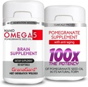 Nano Pomegrant 补充 CLINICALLY 证明 (2-Month Supplement) 大脑补充剂 抗衰老,记忆药丸,Omega 5 Pomegrant 补充剂,每瓶2瓶60cm