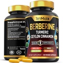 Berberine 补编 - 7in1 公式 - 与Turmeric,Royal Jelly,锡兰锡桂,Ginkgo Biloba,Ginger & Black Pepper - 消化健康,免疫支持 - 120 Capsules