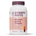 SmartyPants Women's Multivitamin Gummys: Omega 3 Fish Oil (EPA/DHA), Methylfolate, CoQ10, 维生素D3, C, 维生素B12, B6, A, K & Zinc, Inositol, Gluten Free, 180 Count (30天供应)