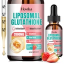 Liposomal Glutathione 补充2000mg,液态Glutathione 滴入维生素C,抗氧化剂用于免疫系统,老化防御,皮肤健康,肝解毒-超级吸附,草莓2 Fl Oz