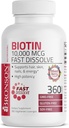 Bronson Biotin 10,000 MCG Lozenges 快速溶解高概率支持头发,皮肤和钉子混合贝里火焰 - 非GMO,360 蔬菜 Lozenges