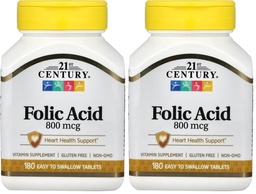 21世纪 800 mcg 叶酸片, 分类, 180 计数( 包 2)